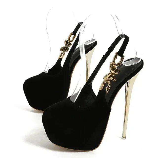 Butterfly High Chain Shoe Liyke Pumps Elegant Extreme Wedding Banquet Women 42 Fashion Heels Platform Metal Size Prom Back Strap