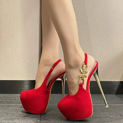 Butterfly High Chain Shoe Liyke Pumps Elegant Extreme Wedding Banquet Women 42 Fashion Heels Platform Metal Size Prom Back Strap