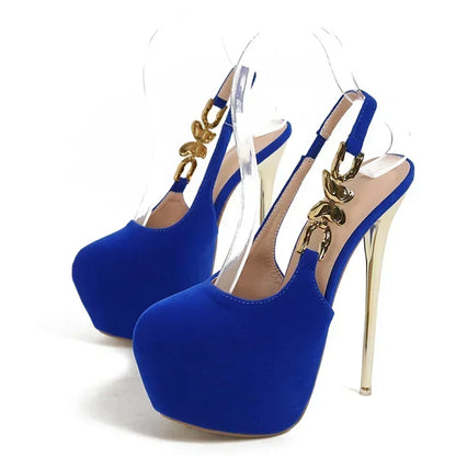 Butterfly High Chain Shoe Liyke Pumps Elegant Extreme Wedding Banquet Women 42 Fashion Heels Platform Metal Size Prom Back Strap