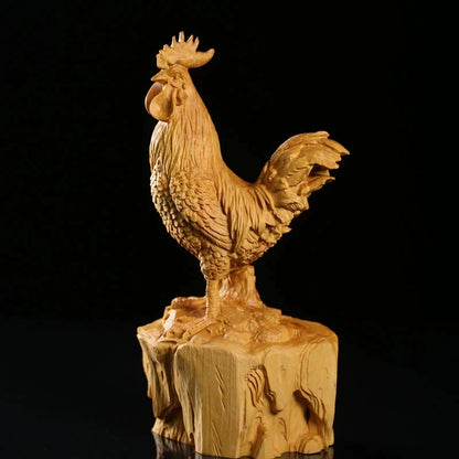 CCZHIDAO-17CM Gold Rooster, Solid Wood Carving, Crafts, Home Decoration, Culture Gift, Gilding, Good Nove