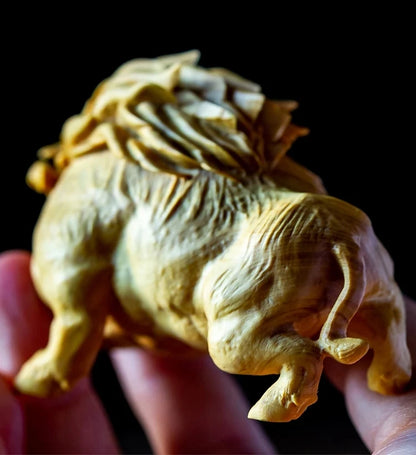 CCZHIDAO - 9CM Fu Pig Wild Boar Solid Wood Carving Zodiac Animal Home Decoration Crafts Ornament