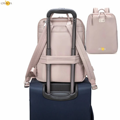 CFUN YA 2023 Fashion Slim Women's Backpack 14" Laptop Bag Lightweight Female Travel Rucksack Teenager Girls Students Schoolbag