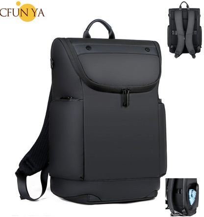 CFUN YA 2023 New Luxury Black Business Backpacks Wide Open 15.6 Computer Bagpack Men's Laptop Back Pack Waterproof Travel Bags