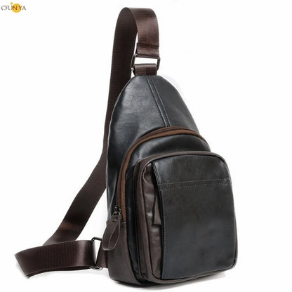 CFUN YA 2023 New  Men Crossbody Bag Daily Chest Bag Big Size High Quality Split Leather Shoulder Sling Bag Fanny Waist Pack