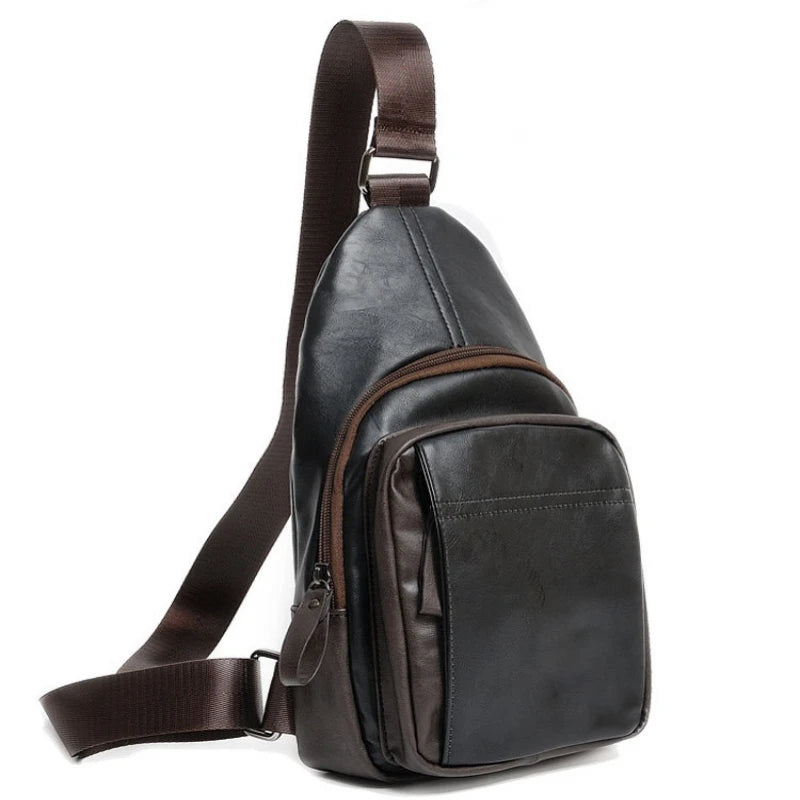 CFUN YA 2023 New  Men Crossbody Bag Daily Chest Bag Big Size High Quality Split Leather Shoulder Sling Bag Fanny Waist Pack