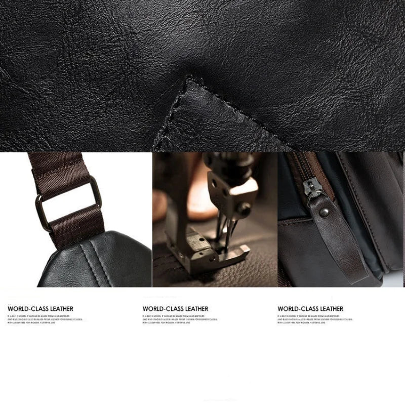 CFUN YA 2023 New  Men Crossbody Bag Daily Chest Bag Big Size High Quality Split Leather Shoulder Sling Bag Fanny Waist Pack