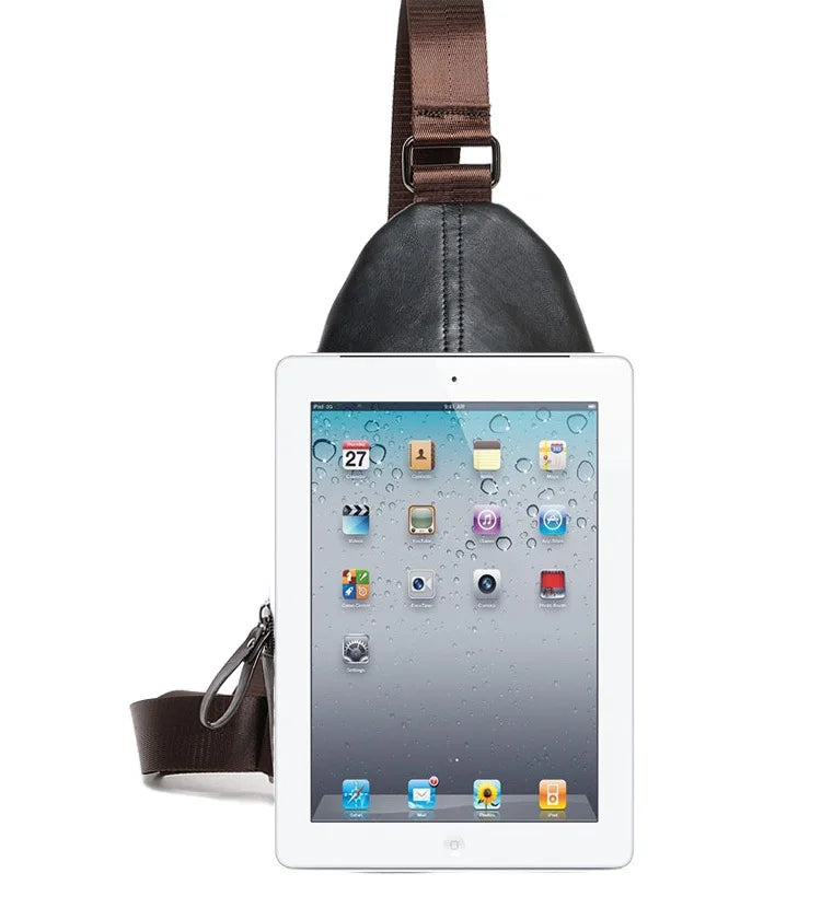 CFUN YA 2023 New  Men Crossbody Bag Daily Chest Bag Big Size High Quality Split Leather Shoulder Sling Bag Fanny Waist Pack