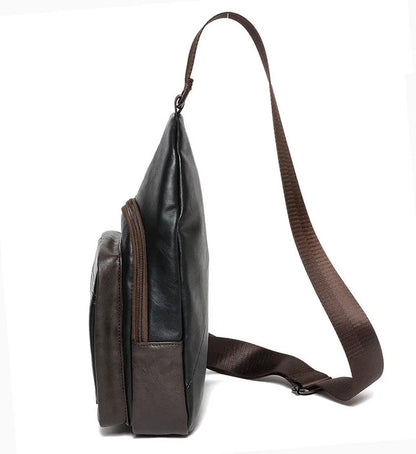 CFUN YA 2023 New  Men Crossbody Bag Daily Chest Bag Big Size High Quality Split Leather Shoulder Sling Bag Fanny Waist Pack