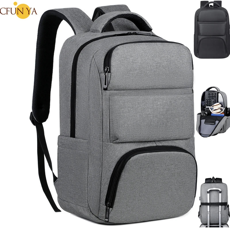 CFUN YA 2023 Spring New Business Backpack 15/17 Inch Laptop Backpacking Oxford Waterproof Travel Bagpack USB Charging School Bag