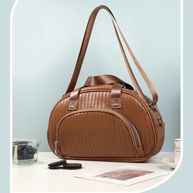 CFUN YA 2024 New Designer Women Lunch Box Bag PU Leather Female Shoulder Cross Insulation Bag Picnic Handbag Bolsa Termica