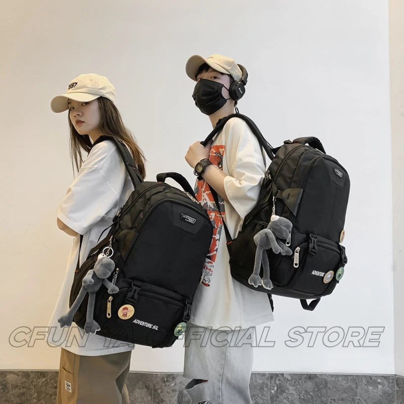 CFUN YA 2024 New Trend Black Backpack For High School Students Schoolbag Teen Boys Girls Bookbag  Bag Travel Bagpack Mochila