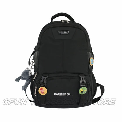 CFUN YA 2024 New Trend Black Backpack For High School Students Schoolbag Teen Boys Girls Bookbag  Bag Travel Bagpack Mochila