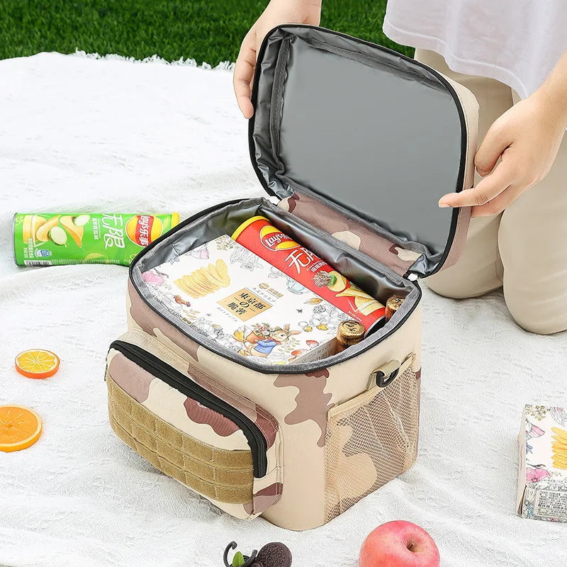 CFUN YA 2024 New Trend Camo Insulation Bag Oxford Cloth Portable Lunch Shoulder Cross Bag For Work Outdoor Ice Food Bag Handbag