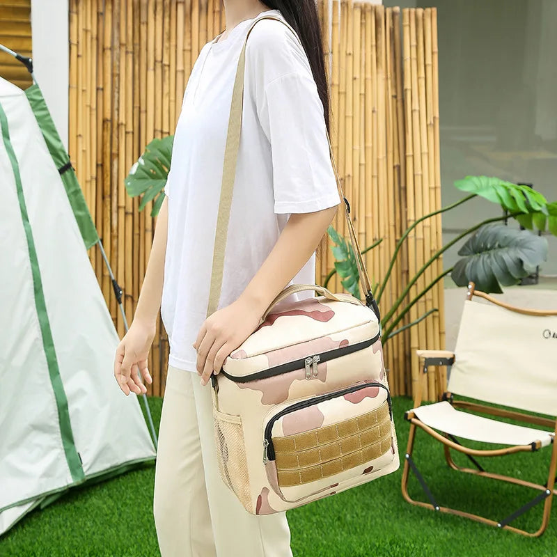 CFUN YA 2024 New Trend Camo Insulation Bag Oxford Cloth Portable Lunch Shoulder Cross Bag For Work Outdoor Ice Food Bag Handbag