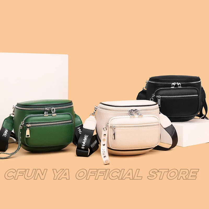 CFUN YA 2024 New Women Bag Leather Saddle Bag Waterproof Female Shoulder Handbag Messenger Wallet Bolsos Para Mujeres Tendencia