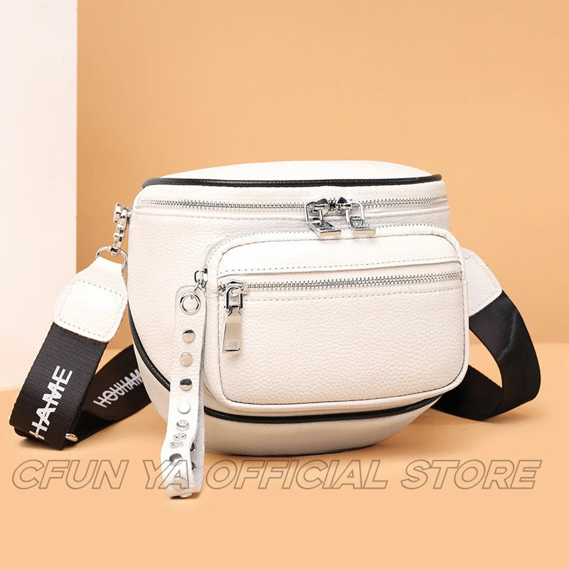CFUN YA 2024 New Women Bag Leather Saddle Bag Waterproof Female Shoulder Handbag Messenger Wallet Bolsos Para Mujeres Tendencia