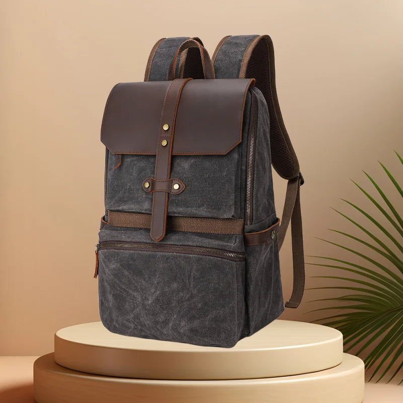 CFUN YA 2024 Trend Luxury Backpack For Men Women Crazy Horse Leather Canvas Bagpack 15.6 Laptop Outdoor Climbing Rucksack Bag
