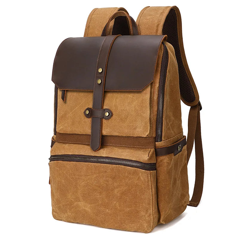 CFUN YA 2024 Trend Luxury Backpack For Men Women Crazy Horse Leather Canvas Bagpack 15.6 Laptop Outdoor Climbing Rucksack Bag