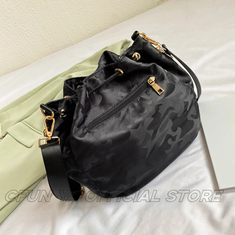 CFUN YA Fahion Women Shoulder Bag Nylon Camo Female Bucket Bags Waterproof Lady Crossbody Bag Handbag Messenger Pack Bolsos Muje