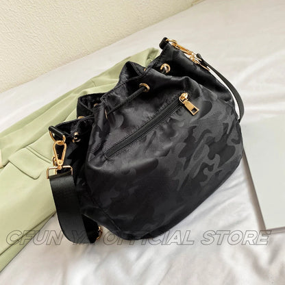 CFUN YA Fahion Women Shoulder Bag Nylon Camo Female Bucket Bags Waterproof Lady Crossbody Bag Handbag Messenger Pack Bolsos Muje