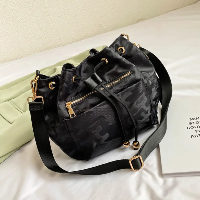 CFUN YA Fahion Women Shoulder Bag Nylon Camo Female Bucket Bags Waterproof Lady Crossbody Bag Handbag Messenger Pack Bolsos Muje