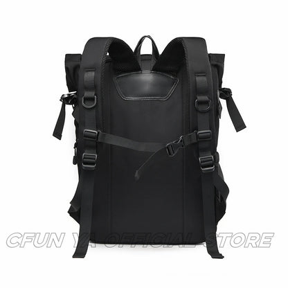 CFUN YA Fashion Black Large Travel Backpack Men Teenagers Student Backpacks Outdoor Schoolbag Boys Waterproof 15.6 Laptop Bags
