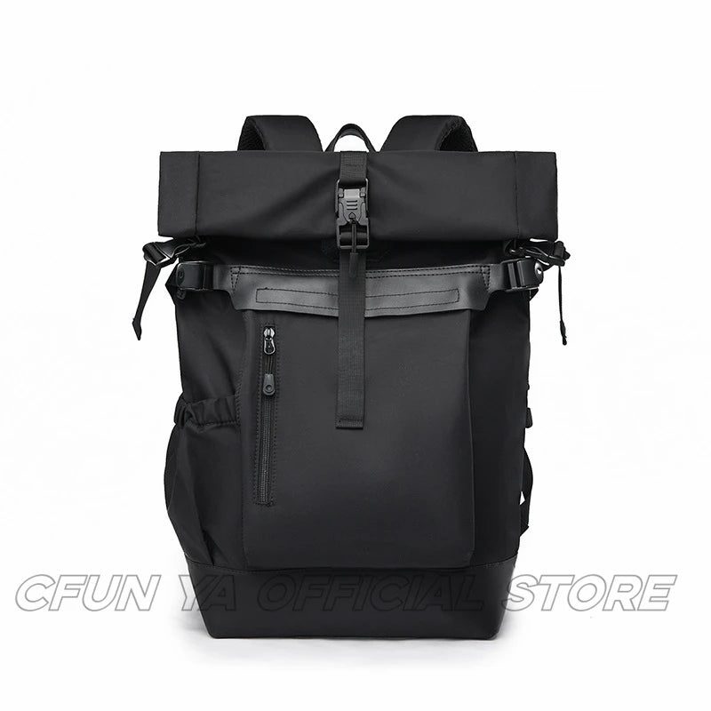 CFUN YA Fashion Black Large Travel Backpack Men Teenagers Student Backpacks Outdoor Schoolbag Boys Waterproof 15.6 Laptop Bags