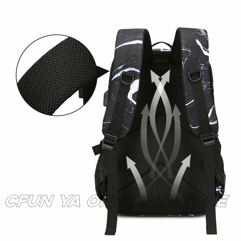 CFUN YA Fashion Boys Students School Bag 15.6 Laptop Backpack USB Men's Travel Rucksack College Bookbag Mochilas рюкзак мужской