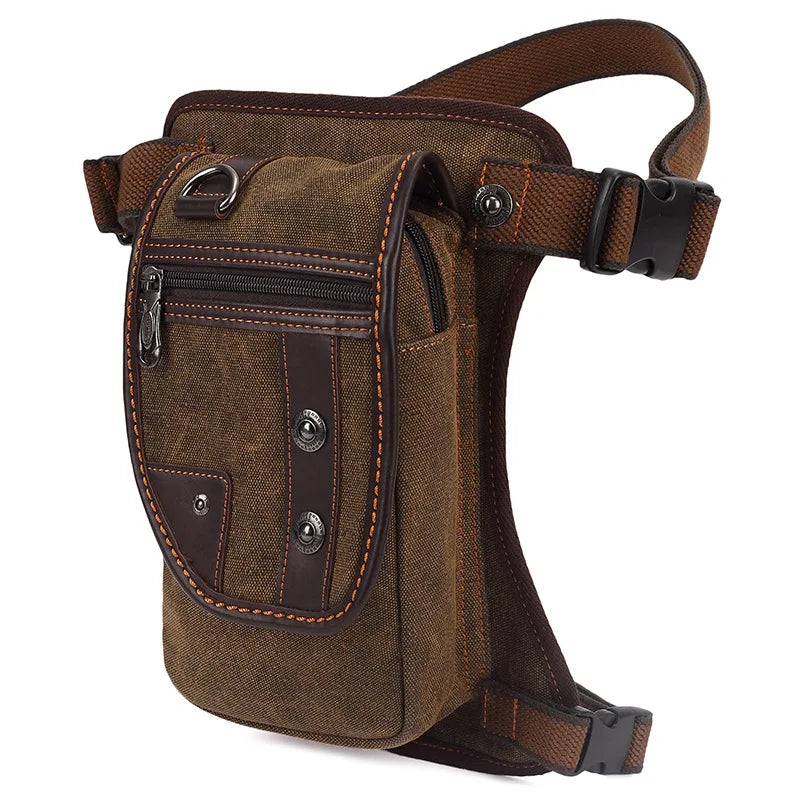 CFUN YA Fashion Men's Waist Bag Multifunction Canvas Belt Bags Fanny Leg Pack Pochete Masculina Riñoneras De cintura Para Hombre