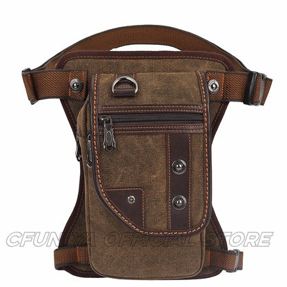 CFUN YA Fashion Men's Waist Bag Multifunction Canvas Belt Bags Fanny Leg Pack Pochete Masculina Riñoneras De cintura Para Hombre