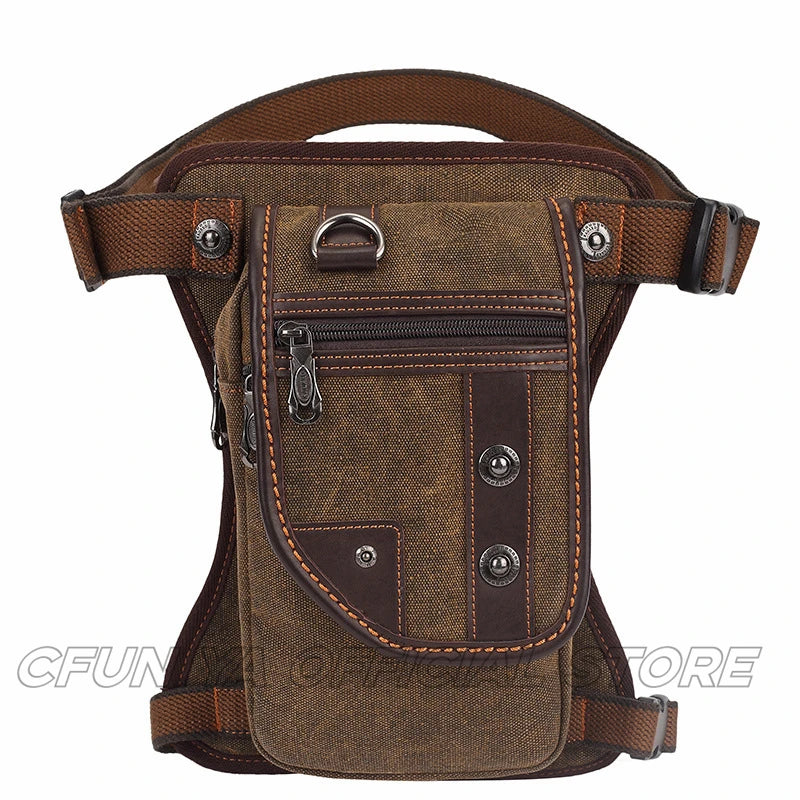 CFUN YA Fashion Men's Waist Bag Multifunction Canvas Belt Bags Fanny Leg Pack Pochete Masculina Riñoneras De cintura Para Hombre