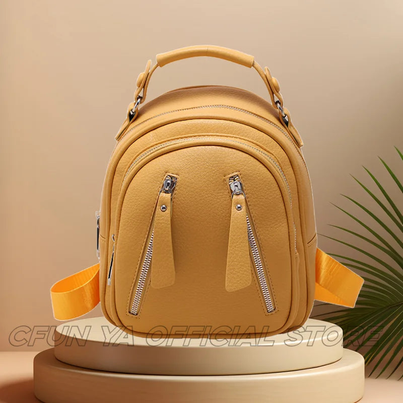 CFUN YA Fashion Small Backpack For Women Pu Leather Mini Travel Female Bagpack Girls Handbag Purse Mochilas Anti-Theft Backpacks