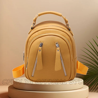 CFUN YA Fashion Small Backpack For Women Pu Leather Mini Travel Female Bagpack Girls Handbag Purse Mochilas Anti-Theft Backpacks