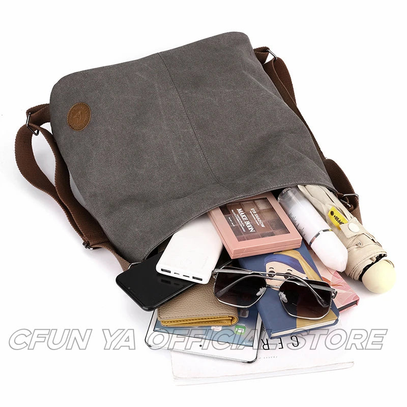CFUN YA Fashion Trend Canvas Tote Bag For Women College Student Schoolbag Female Shoulder Handbag Travel Bagpack Mochilas 2024