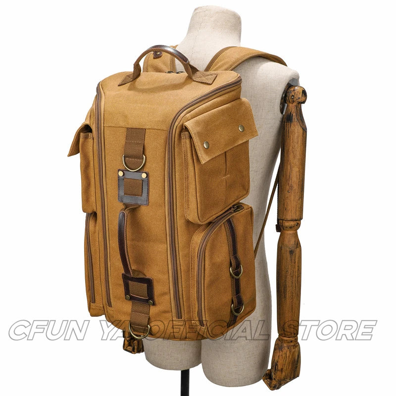 CFUN YA Fashion Trend Luxury Canvas Backpack For Men Women 15.6 Inch Laptop Bag Pack Outdoor Handbag Climbing Rucksack Mochilas
