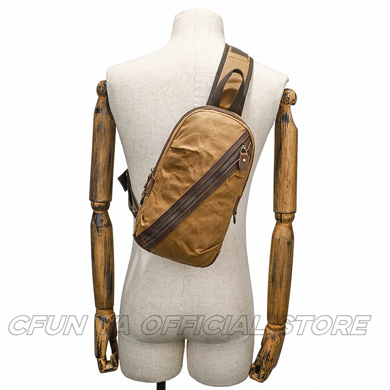 CFUN YA Fashion Trend Luxury Men's Cross Chest Bag Canvas Shoulder Bags Outdoor Climbing Backpack Male Sling Bag Sacoche Homme