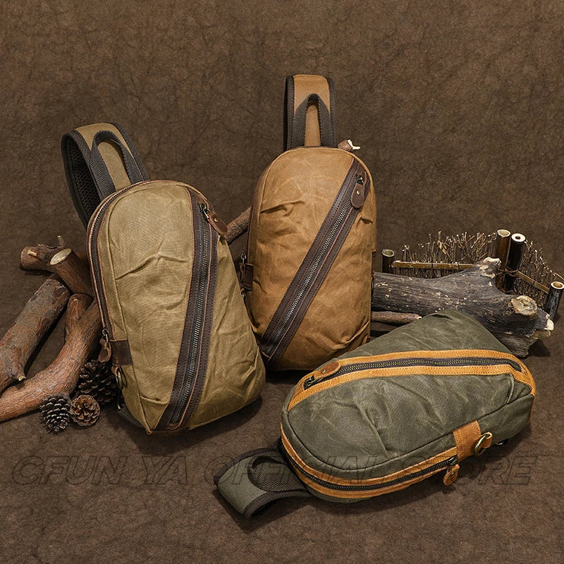 CFUN YA Fashion Trend Luxury Men's Cross Chest Bag Canvas Shoulder Bags Outdoor Climbing Backpack Male Sling Bag Sacoche Homme