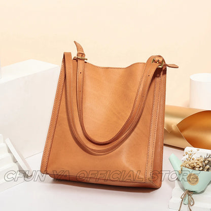 CFUN YA Fashion Trend Luxury Women's Handbag Genuine Leather Tote Bag Large Capacity Female Messenger Shoulder Bags Bolsa 2024