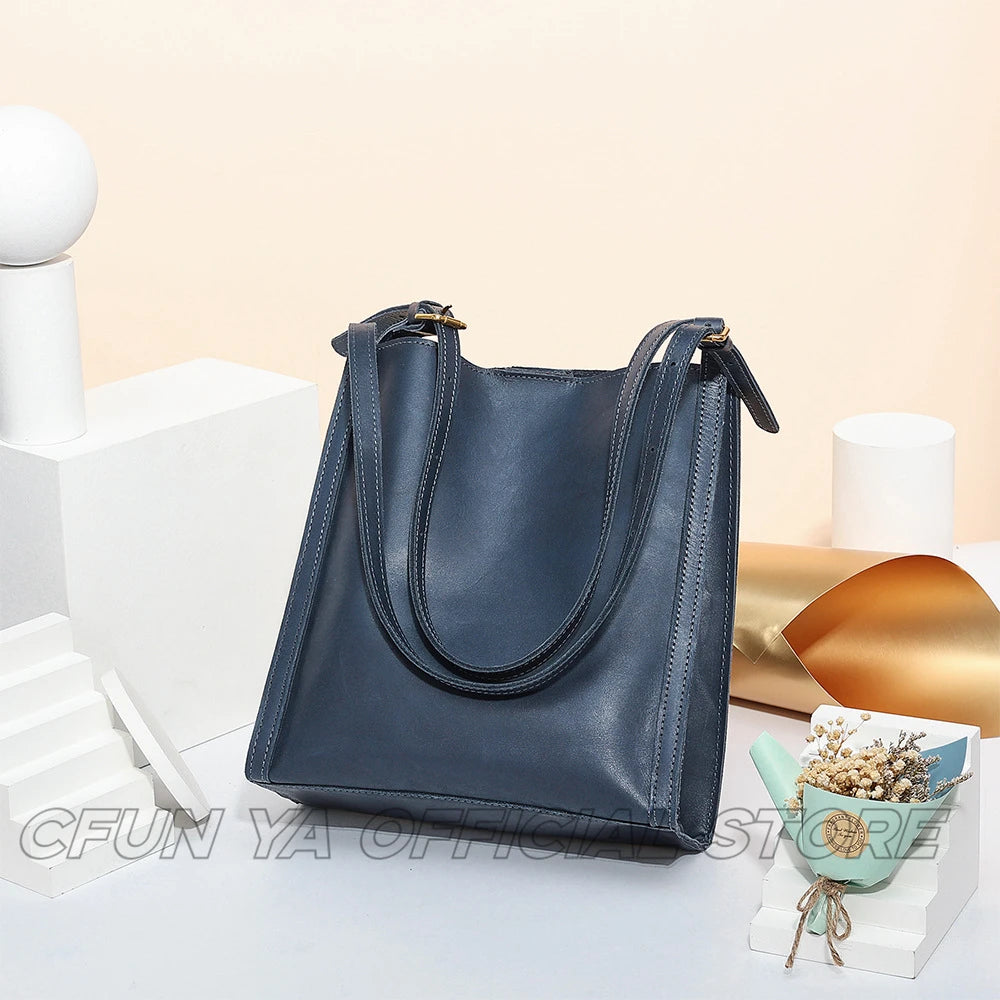 CFUN YA Fashion Trend Luxury Women's Handbag Genuine Leather Tote Bag Large Capacity Female Messenger Shoulder Bags Bolsa 2024