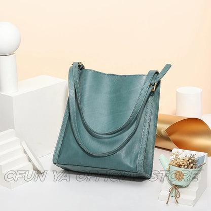 CFUN YA Fashion Trend Luxury Women's Handbag Genuine Leather Tote Bag Large Capacity Female Messenger Shoulder Bags Bolsa 2024