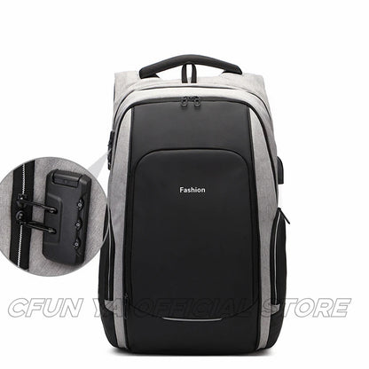 CFUN YA Fashion Trend Men Backpack Anti-Theft Password Travel Backpacking Notebook Bag Pack College Students Schoolbag Tactial