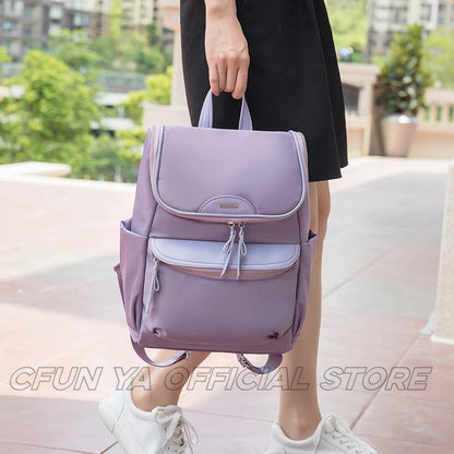 CFUN YA Fashion Trend Purple Women Backpack Summer Travel Female Shoulder Bag Students Schoolbag Lady Bagpack Mom's Bag Mochila