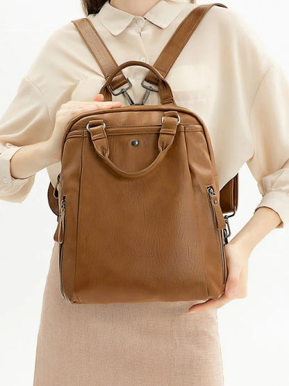 CFUN YA Fashion Trend Women Backpack Soft Leather Anti-Theft Bagpack Female Travel Backbag College Students Schoolbag Mochila