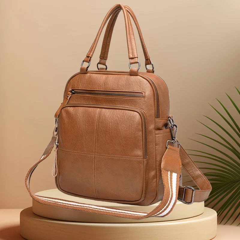 CFUN YA Fashion Trend Women Handbag PU Leather Female Travel Backpack Anti-Theft Bagpack College Student Schoobag Shoulder Bags