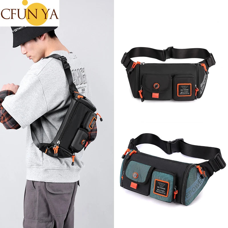 CFUN YA Fashion Waist Bags Men Casual Nylon Unisex Outdoor Sports Fanny Pack Travel Chest Bags One Shoulder Crossbody Backpack