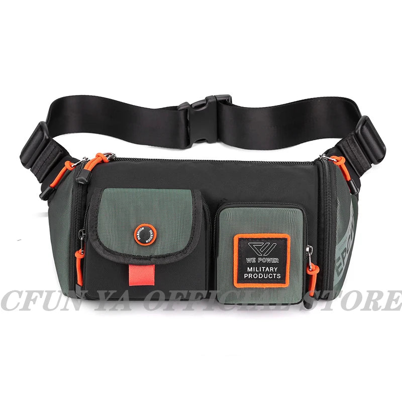 CFUN YA Fashion Waist Bags Men Casual Nylon Unisex Outdoor Sports Fanny Pack Travel Chest Bags One Shoulder Crossbody Backpack