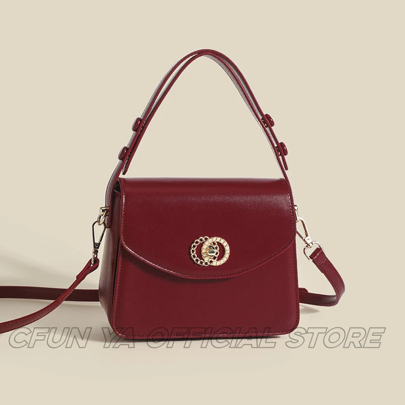 CFUN YA Fashion Wine Red Handbags For Women Pu Leather Female Shoulder Crossbody Bag Square Tote Messenger Pack Sac De Luxe Femm