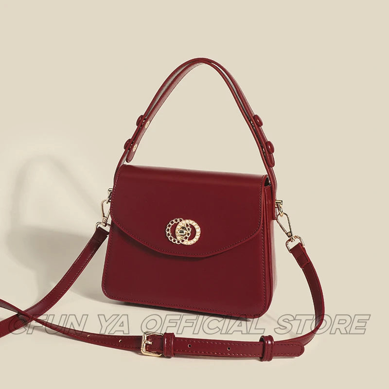 CFUN YA Fashion Wine Red Handbags For Women Pu Leather Female Shoulder Crossbody Bag Square Tote Messenger Pack Sac De Luxe Femm