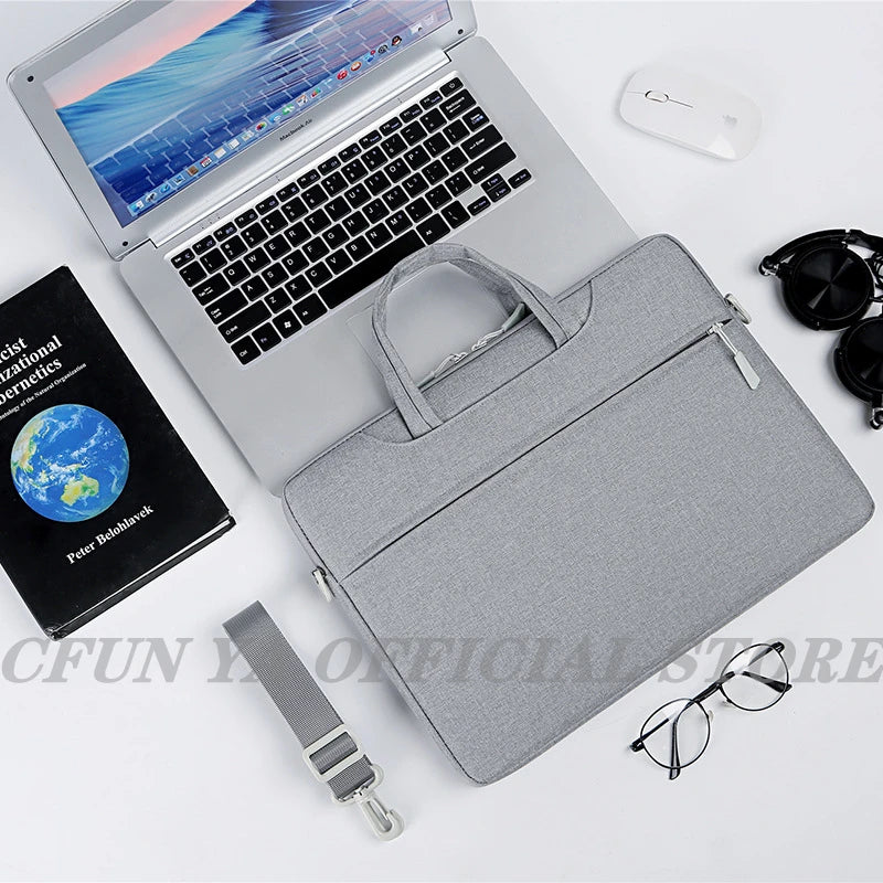 CFUN YA  Laptop Bag Sleeve Case For 13 14 15 inch Computer Shoulder Handbag Waterproof Notebook Cover Women Briefcase Handle Bag