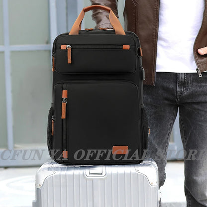 CFUN YA Large Computer Backpacks Expandable Men Notebook Bags USB Male Laptop Bag Bagpack Waterproof Business Travel BackPack